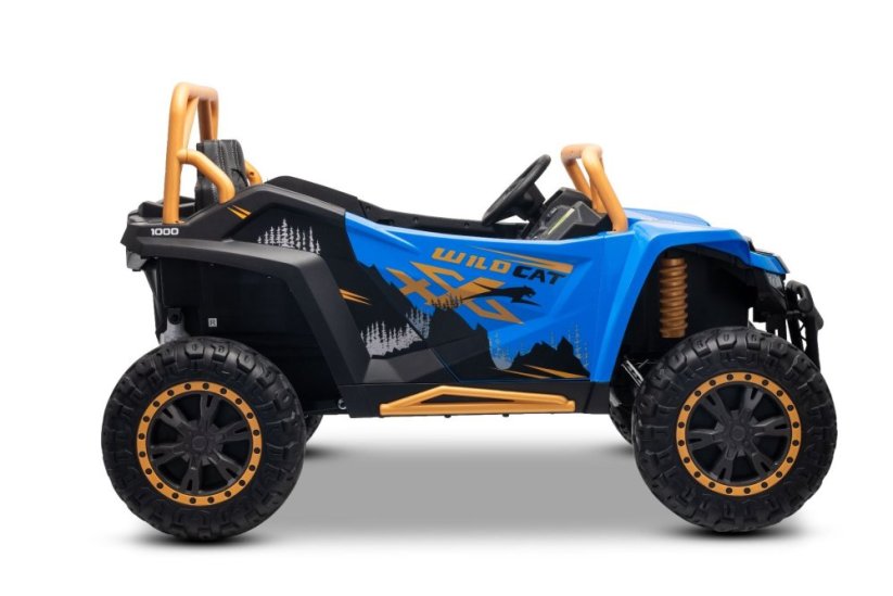 Elektrická buggy Arctic CAT XXL 4x4 24V, modrá, dvoumístná, měkká EVA kola, výkonné motory, lithiová baterie, MP3 přehrávač s Bluetooth, odpružená zadní náprava, koženková sedadla, originální licence