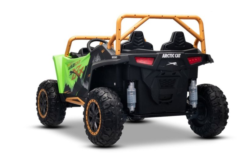 Elektrická buggy Arctic CAT XXL 4x4 24V, zelená, dvoumístná, Měkká EVA kola, Výkonné motory, Lithiová baterie, MP3 přehrávač s Bluetooth, Odpružená zadní náprava, Koženková sedadla, Originální licence