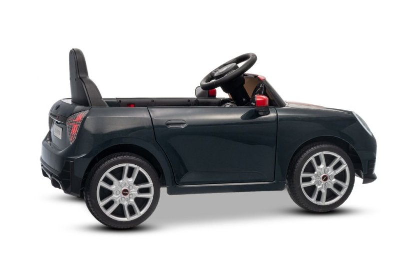 Beneo Elektrické auto BMW Mini Cooper 12V, černé, USB vstup s Bluetooth připojením na MP3 přehrávač, 2,4GHz dálkové ovládání, 2 x 25W motor, lithiová baterie, LED světla, ORIGINÁLNÍ licence