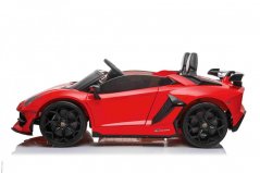 Beneo Elektrické autíčko Lamborghini Aventador 12V Dvoumístné, červené, 2,4 GHz dálkové ovládání, USB / SD Vstup, odpružení, vertikální otvírací dveře, měkké EVA kola, 2X MOTOR, ORIGINAL licence