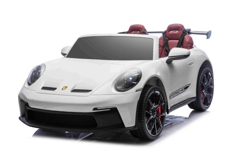 Beneo Elektrické autíčko Porsche 911GT3 24V s pohonom 4x4, biele, Dvojmiestne sedadlo, 2,4 GHz diaľkové ovládanie, USB/AUX Vstup, 200W motory, Odpruženie, Lítiová batéria, LED svetlá vpredu aj vzadu, ORIGINÁL licencia