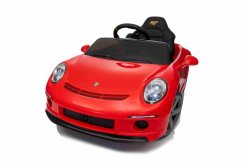 Beneo Elektrické autíčko RUF GT 12V, červené, Otváracie dvere, 2.4 GHz diaľkové ovládanie, LED svetlá vpredu aj vzadu, USB/Aux Vstup, Lítiová batéria, 2 X 35W motor, ORIGINÁL licencia