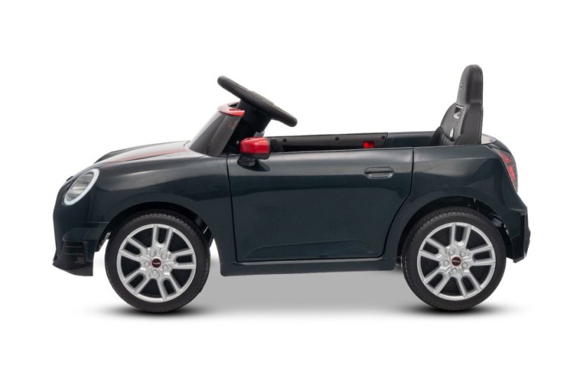 Beneo Elektrické auto BMW Mini Cooper 12V, černé, USB vstup s Bluetooth připojením na MP3 přehrávač, 2,4GHz dálkové ovládání, 2 x 25W motor, lithiová baterie, LED světla, ORIGINÁLNÍ licence