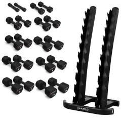 Sada 10 párov jednoručiek HMS HPT 1-10 kg a stojana STR37