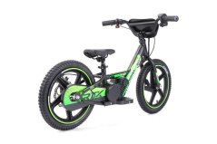 Dětské elektrické odrážedlo RIRIBIKE RTX6 24V (16”), zelené, Lithiová baterie, 250W Motor, Kotoučová brzda, Nastavitelné měkké PU sedátko