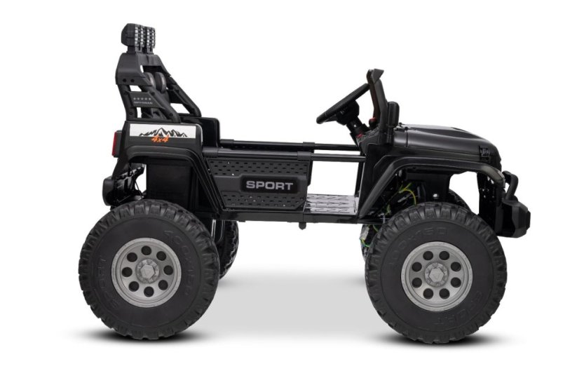 Elektrické autíčko Beneo Motors OFFRIDE 4x4² Dvojmiestne 12V, čierne, MP3 Prehrávač s USB/AUX vstupom, Pohon 4x4, Lítiová Batéria, EVA kolesá s odpružením, Diaľkový ovládač, LED Svetlá