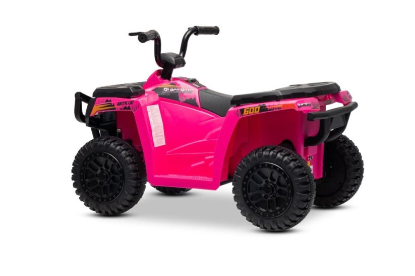 Elektrická čtyřkolka Beneo Arctic Cat 12V se zadním pohonem, růžová, LED světla, lithiová baterie, 2 x 25W motor, originální licence