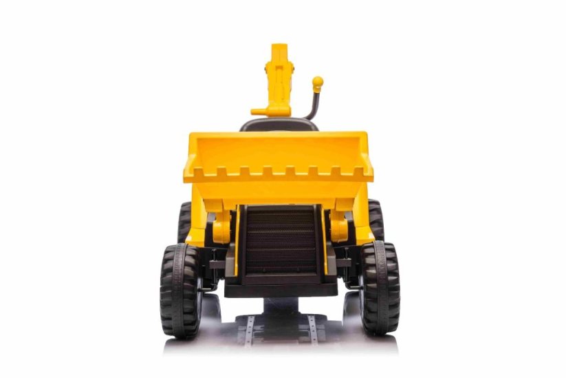 Beneo Licencovaný elektrický Bagr Caterpillar se svahovací i výkopovou lžící, Jednomístný, žlutý, USB vstupem na MP3 Přehrávači, Zadním pohonem s 2 x 30W Motory a Lithiovou baterií