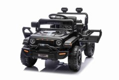 Beneo Elektrické autíčko OFFROAD NEW s pohonem zadních kol, černé, Lithiová baterie, Vysoký podvozek, široké sedátko, Odpružené nápravy, 2,4 GHz Dálkový ovladač, MP3 přehrávač se vstupem USB/SD, LED světla
