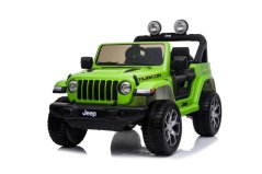 Beneo Elektrické autíčko JEEP Wrangler, Jednomiestne, Zelené, Koženkové sedadlá, Rádio s Bluetooth prehrávačom, SD/USB vstup, Pohon 4x4, Lítiová batéria, EVA kolesá, Odpružená náprava, 2,4 GHz Dialkové Ovládanie