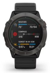 Garmin FÉNIX 6X PRO SOLAR Titanium Carbon Gray DLC, black band