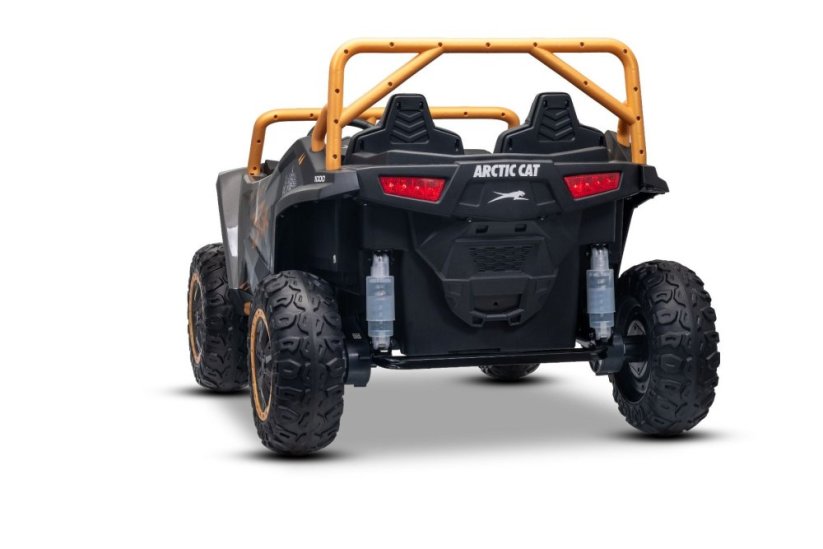 Elektrická buggy Arctic CAT XXL 4x4 24V, šedá, dvoumístná, měkká EVA kola, výkonné motory, lithiová baterie, MP3 přehrávač s Bluetooth, odpružená zadní náprava, koženková sedadla, originální licence