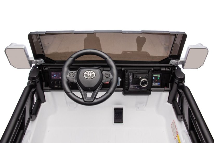 Beneo Elektrické autíčko Toyota FJ Cruiser XXL s pohonom 4x4, licencované (Dvojmiestne), biele, Prenosná lítiová batéria, Vysoký podvozok, Dve sedadlá, Odpružená zadná náprava, 2,4 GHz Diaľkový ovládač, MP3 prehrávač s Bt, LED