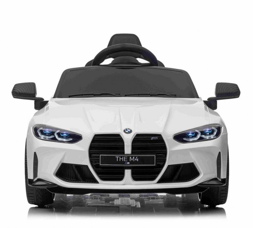 Beneo Elektrické autíčko BMW M4, bílé, 2,4 GHz dálkové ovládání, USB/Aux Vstup, odpružení, 12V baterie, LED Světla, 2 X MOTOR, ORIGINAL licence