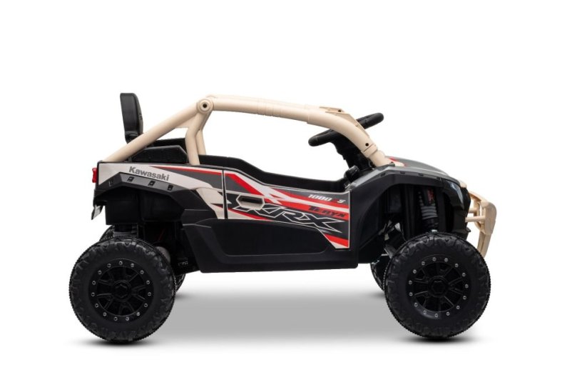 Elektrické autíčko Kawasaki TERYX KRX 1000 12V, khaki, jednomiestne, odpružená zadná náprava, 2,4 Ghz diaľkové ovládanie, Lítiová batéria, 2 x 25W Motory, MP3 s USB/AUX
