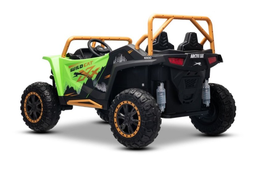 Elektrická buggy Arctic CAT XXL 4x4 24V, zelená, dvoumístná, Měkká EVA kola, Výkonné motory, Lithiová baterie, MP3 přehrávač s Bluetooth, Odpružená zadní náprava, Koženková sedadla, Originální licence