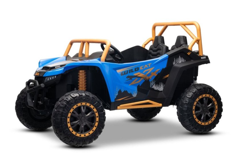 Elektrická buggy Arctic CAT XXL 4x4 24V, modrá, dvoumístná, měkká EVA kola, výkonné motory, lithiová baterie, MP3 přehrávač s Bluetooth, odpružená zadní náprava, koženková sedadla, originální licence