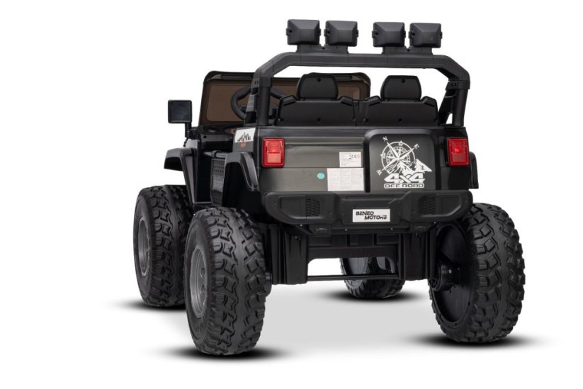 Elektrické autíčko Beneo Motors OFFRIDE 4x4² Dvojmiestne 12V, čierne, MP3 Prehrávač s USB/AUX vstupom, Pohon 4x4, Lítiová Batéria, EVA kolesá s odpružením, Diaľkový ovládač, LED Svetlá