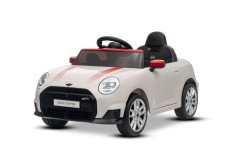 Beneo Elektrické auto BMW Mini Cooper 12V, bílé, USB vstup s Bluetooth připojením na MP3 přehrávač, 2,4GHz dálkové ovládání, 2 x 25W motor, lithiová baterie, LED světla, ORIGINÁLNÍ licence