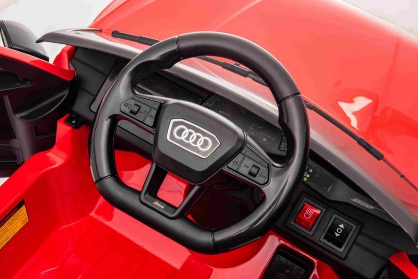 Elektrické autíčko Beneo Audi RS6, 12V, koženkové sedátko, 2,4 GHz dálkové ovládání, USB Vstup, LED světla, 12V baterie, měkká EVA kola, 2 X MOTOR, stříbrné, ORIGINÁL licence