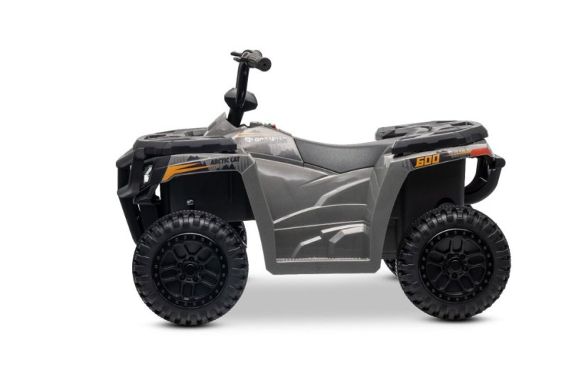 Elektrická čtyřkolka Beneo Arctic Cat 12V se zadním pohonem, šedá, LED světla, lithiová baterie, 2 x 25W motor, originální licence