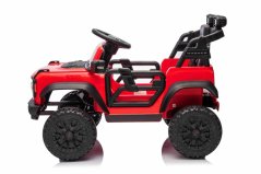 Elektrické autíčko Beneo Ford Bronco s pohonem zadních kol s licencí (Jednomístné), červené, Lithiová baterie, Vysoký podvozek, široké sedátko, Odpružená zadní náprava, 2,4 GHz Dálkový ovladač, MP3 přehrávač se vstupem USB, LED