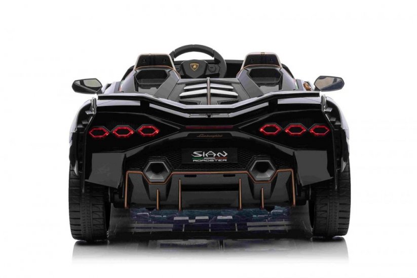 Beneo Elektrické autíčko Lamborghini Sian 4X4, černé, 12V, 2,4 GHz dálkové ovládání, USB/AUX Vstup, Bluetooth, Odpružení, Vertikální otevírací dveře, měkká EVA kola, LED Světla, ORIGINAL licence