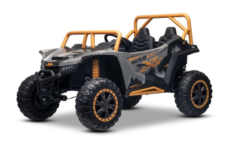 Elektrická buggy Arctic CAT XXL 4x4 24V, šedá, dvoumístná, měkká EVA kola, výkonné motory, lithiová baterie, MP3 přehrávač s Bluetooth, odpružená zadní náprava, koženková sedadla, originální licence