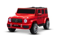 Beneo Mercedes-Benz G63 AMG 4x4 Dvoumístný elektromobil 24V, červený, MP3 přehrávač s připojením USB/AUX a Bluetooth, pohon 4x4, lithiová baterie , EVA kola s odpružením, koženková sedadla, dálkové ovládání