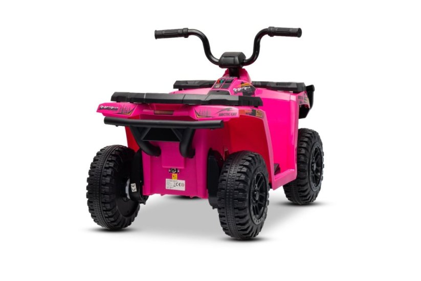 Elektrická čtyřkolka Beneo Arctic Cat 12V se zadním pohonem, růžová, LED světla, lithiová baterie, 2 x 25W motor, originální licence