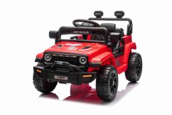 Beneo Elektrické autíčko OFFROAD NEW s pohonom zadných kolies, červené, Lítiová batéria, Vysoký podvozok, široké sedadlo, Odpružené nápravy, 2,4 GHz Diaľkový ovládač, MP3 prehrávač so vstupom USB/SD, LED svetlá