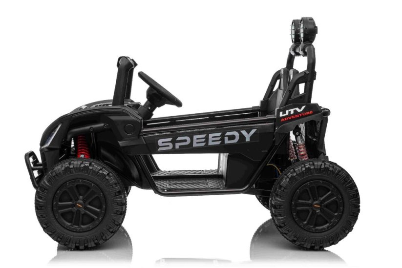 Elektrické auto Beneo T-REX Ride 4x4 dvoumístné 24V, černé, MP3 přehrávač se vstupem USB/AUX, pohon 4x4, lithiová baterie, odpružení, dálkové ovládání, LED světla