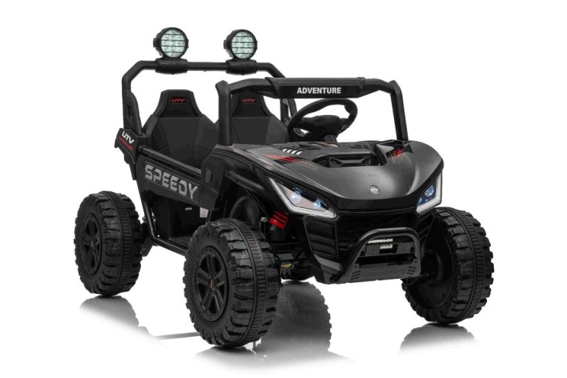 Elektrické auto Beneo T-REX Ride 4x4 dvoumístné 24V, černé, MP3 přehrávač se vstupem USB/AUX, pohon 4x4, lithiová baterie, odpružení, dálkové ovládání, LED světla