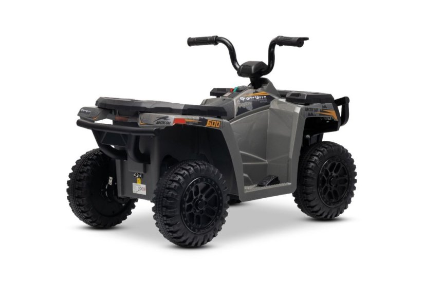 Elektrická čtyřkolka Beneo Arctic Cat 12V se zadním pohonem, šedá, LED světla, lithiová baterie, 2 x 25W motor, originální licence