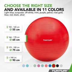 Gymnastický míč Tunturi zesílený 65 cm červený