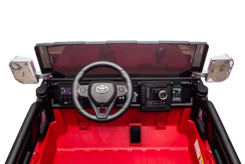 Beneo Elektrické autíčko Toyota FJ Cruiser XXL s pohonom 4x4, licencované (Dvojmiestne), červené, Prenosná lítiová batéria, Vysoký podvozok, Dve sedadlá, Odpružená zadná náprava, 2,4 GHz Diaľkový ovládač, MP3 prehrávač s Bt, LED