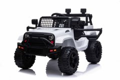 Beneo Elektrické autíčko OFFROAD NEW s pohonom zadných kolies, biele, Lítiová batéria, Vysoký podvozok, široké sedadlo, Odpružené nápravy, 2,4 GHz Diaľkový ovládač, MP3 prehrávač so vstupom USB/SD, LED svetlá