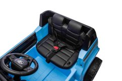 Elektrické autíčko Toyota Landcruiser 12V, modré, široké jednomiestne sedadlo, 2,4 GHz diaľkové ovládanie, USB / AUX Vstup, Bluetooth, Odpruženie, Lítiová batéria, LED svetlá, 2 X 25W Motor, ORIGINÁL licencia