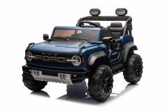Elektrické autíčko Beneo Ford Bronco XL s pohonem zadních kol, licencované (Dvoumístné), modré, Lithiová baterie, Vysoký podvozek, Dvě sedadla, Odpružená zadní náprava, 2,4 GHz Dálkový ovladač, MP3 přehrávač se vstupem USB, LED
