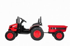 Beneo elektrický Traktor Power s vlečkou Pohon zadných kolies 12V batéria plastové kolesá Odpruženie predných kolies široké sedadlo 24 GHz diaľkový ovládač jednomiestne MP3 prehrávač červená