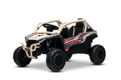 Elektrické autíčko Kawasaki TERYX KRX 1000 12V, khaki, jednomístné, zadní odpružení, dálkové ovládání 2,4 Ghz, lithiová baterie, 2 x 25W motory, otevírací ochranné rámy, MP3 s USB/AUX, licencované