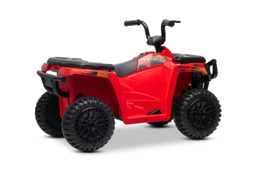 Elektrická čtyřkolka Beneo Arctic Cat 12V se zadním pohonem, červená, LED světla, lithiová baterie, 2 x 25W motor, originální licence