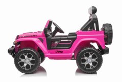 Beneo Elektrické autíčko JEEP Wrangler, Jednomiestne, Ružové, Koženkové sedadlá, Rádio s Bluetooth prehrávačom, SD/USB vstup, Pohon 4x4, Lítiová batéria, EVA kolesá, Odpružená náprava, 2,4 GHz Dialkové Ovládanie