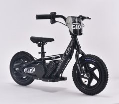Dětské elektrické odrážedlo RIRIBIKE RTX3 24V (12”), černé, Lithiová baterie, 100W motor, Kotoučová brzda, Nastavitelné měkké PU sedátko