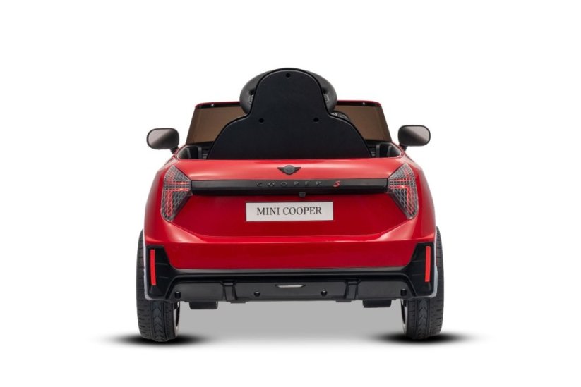 Beneo Elektrické auto BMW Mini Cooper 12V, červené, USB vstup s Bluetooth připojením na MP3 přehrávač, 2,4GHz dálkové ovládání, 2 x 25W motor, lithiová baterie, LED světla, ORIGINÁLNÍ licence