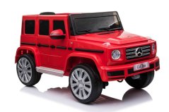 Beneo Elektrické autíčko Mercedes G500 12V, červené, 2,4 GHz diaľkové ovládanie, USB / SD Vstup, odpruženie, Lítiová batéria, LED svetlá, ORIGINÁL licencia