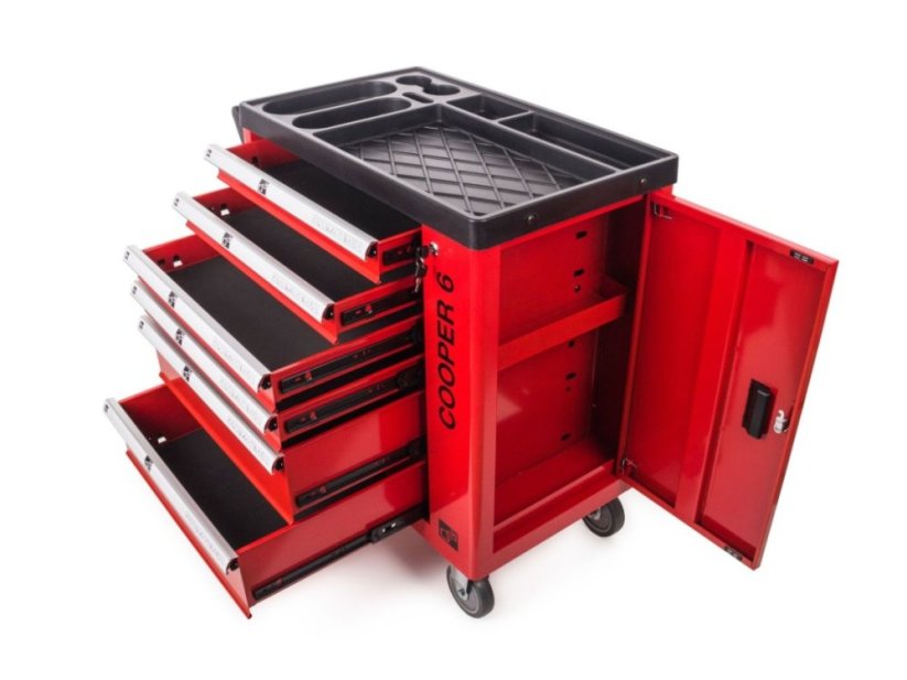 Dílenský vozík G21 Cooper 6, červený