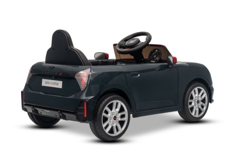 Beneo Elektrické auto BMW Mini Cooper 12V, černé, USB vstup s Bluetooth připojením na MP3 přehrávač, 2,4GHz dálkové ovládání, 2 x 25W motor, lithiová baterie, LED světla, ORIGINÁLNÍ licence