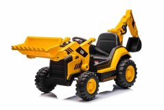 Beneo Licencovaný elektrický Báger Caterpillar so svahovacou aj výkopovou lyžicou, Jednomiestny, žltý, USB vstupom na MP3 Prehrávači, Zadným pohonom s 2 x 30W Motormi a Lítiovou batériou