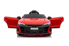 Beneo Elektrické autíčko Audi RS E-Tron GT 12V, červené, široké jednomístné sedátko, 2,4GHz dálkové ovládání, USB/AUX Vstup, Bluetooth, Odpružení, Lithiová baterie, LED světla, 2 X 25W Motor, ORIGINÁL licence